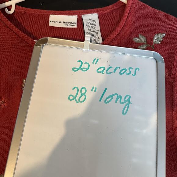 Croft & Barrow Cardigan Sweater Womens 1X Red Floral Embroidered Zip Knit Top - Picture 12 of 12